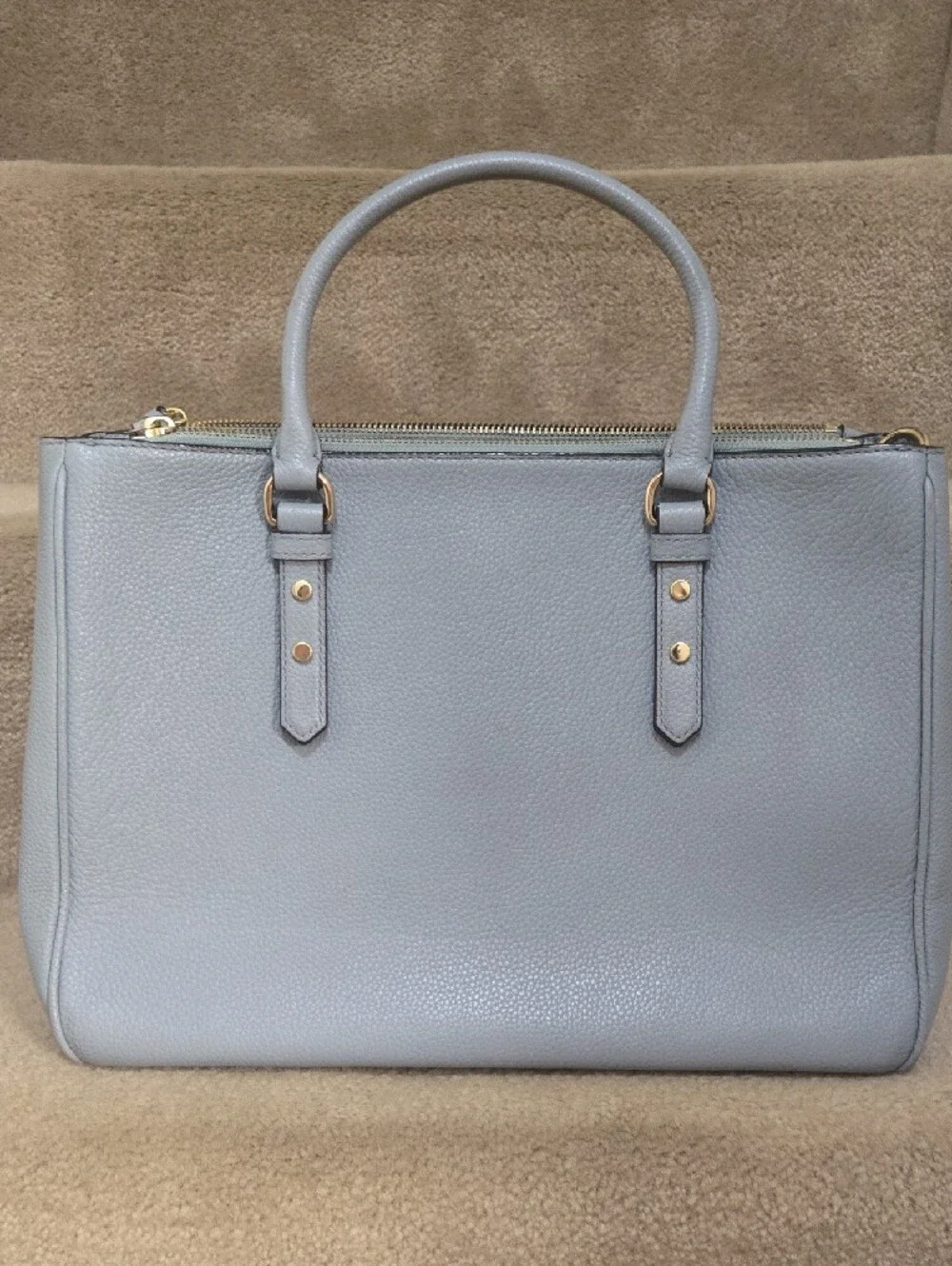 Kate Spade Mulberry Street Leighann Tote Bag Leather Lakesedge Gray Blue